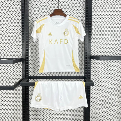 Conjunto Infantil Al Nassr III 24/25 - Branco e Dourado