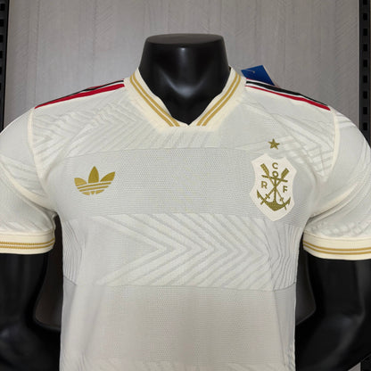 Camisa Flamengo III 2025/26 - Versão Jogador Branco e Dourado
