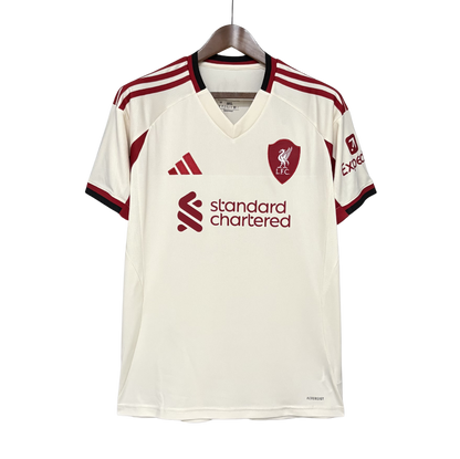 Camisa Liverpool Fora 25/26 - Branco e Vermelho