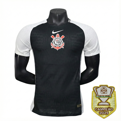 Camisa Corinthians Fora 2025/26 - Versão Jogador Preto e Branco