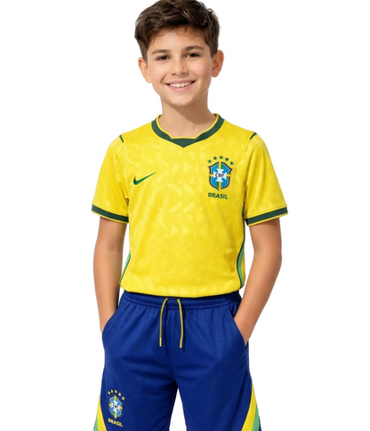Conjunto Infantil Brasil Titular 2026 - Amarelo