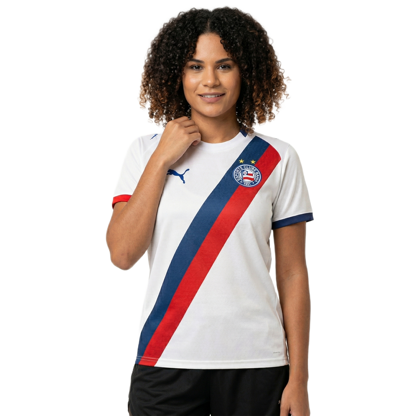 Camisa Bahia Titular 26/27 - Branca Puma Versão Feminina Baby Look