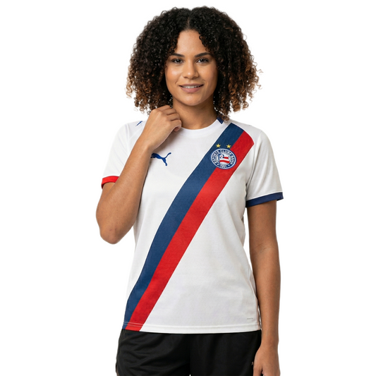 Camisa Bahia Titular 26/27 - Branca Puma Versão Feminina Baby Look