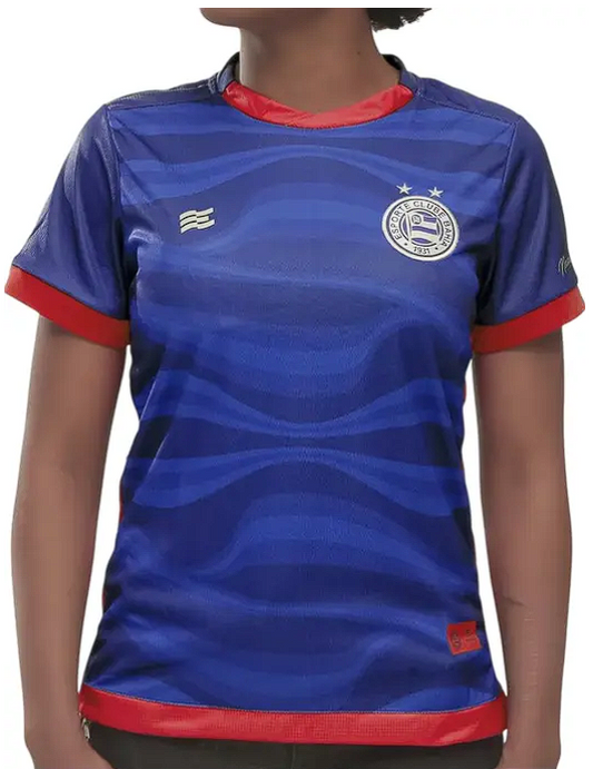 Camisa Bahia III 24/25 - Versão Feminina Baby Look Azul e Vermelho